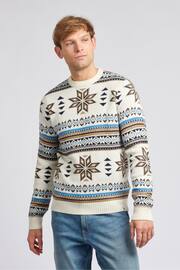 U.S. Polo Assn. Mens Cream Fair Isle Crew Neck Jumper - Image 1 of 8