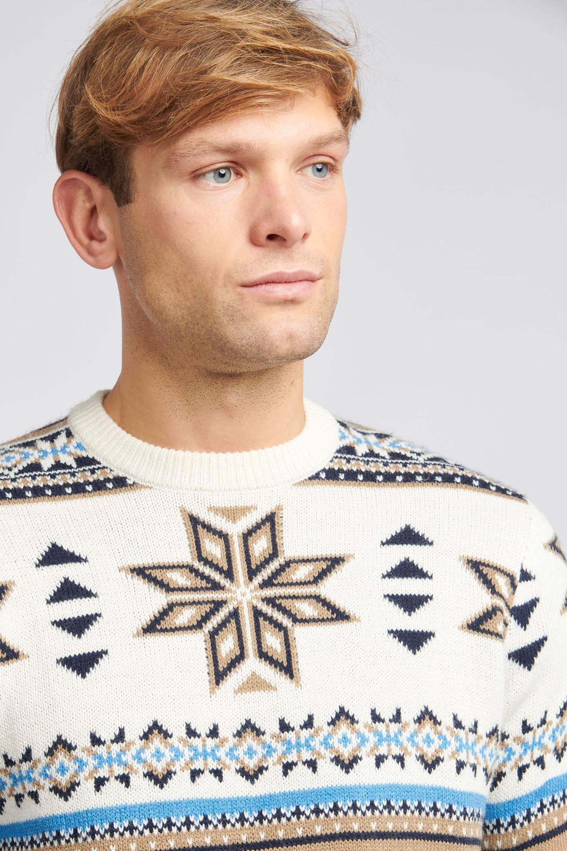 U.S. Polo Assn. Mens Cream Fair Isle Crew Neck Jumper - Image 4 of 8