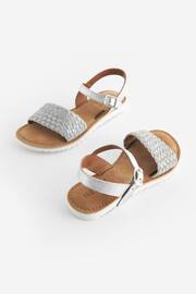 Silver Leather Woven Sandals - Image 1 of 6