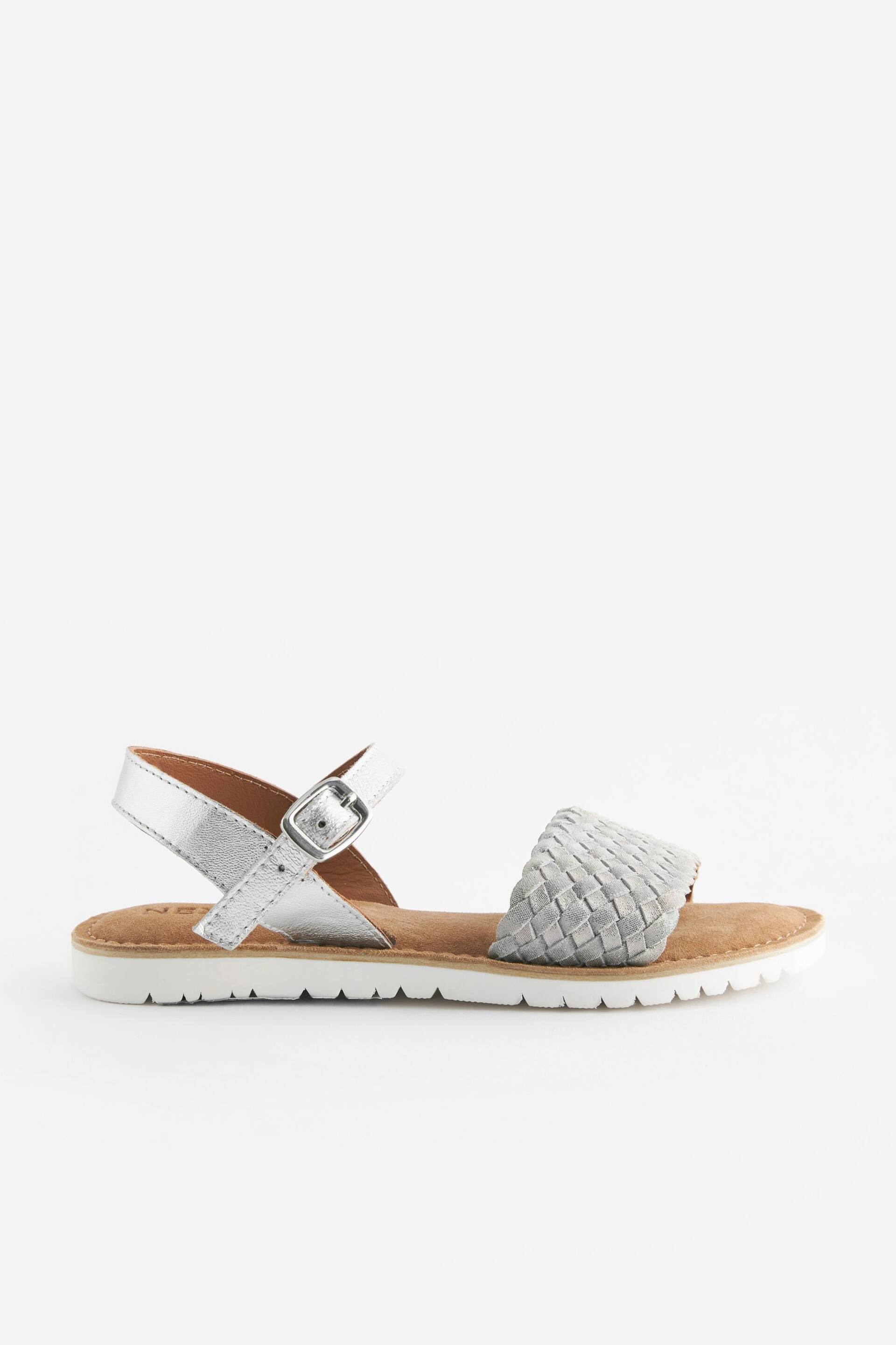 Silver Leather Woven Sandals - Image 3 of 6