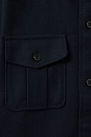 Reiss Navy Thomas Brushed Cotton Patch Pocket Overshirt - Image 4 of 4