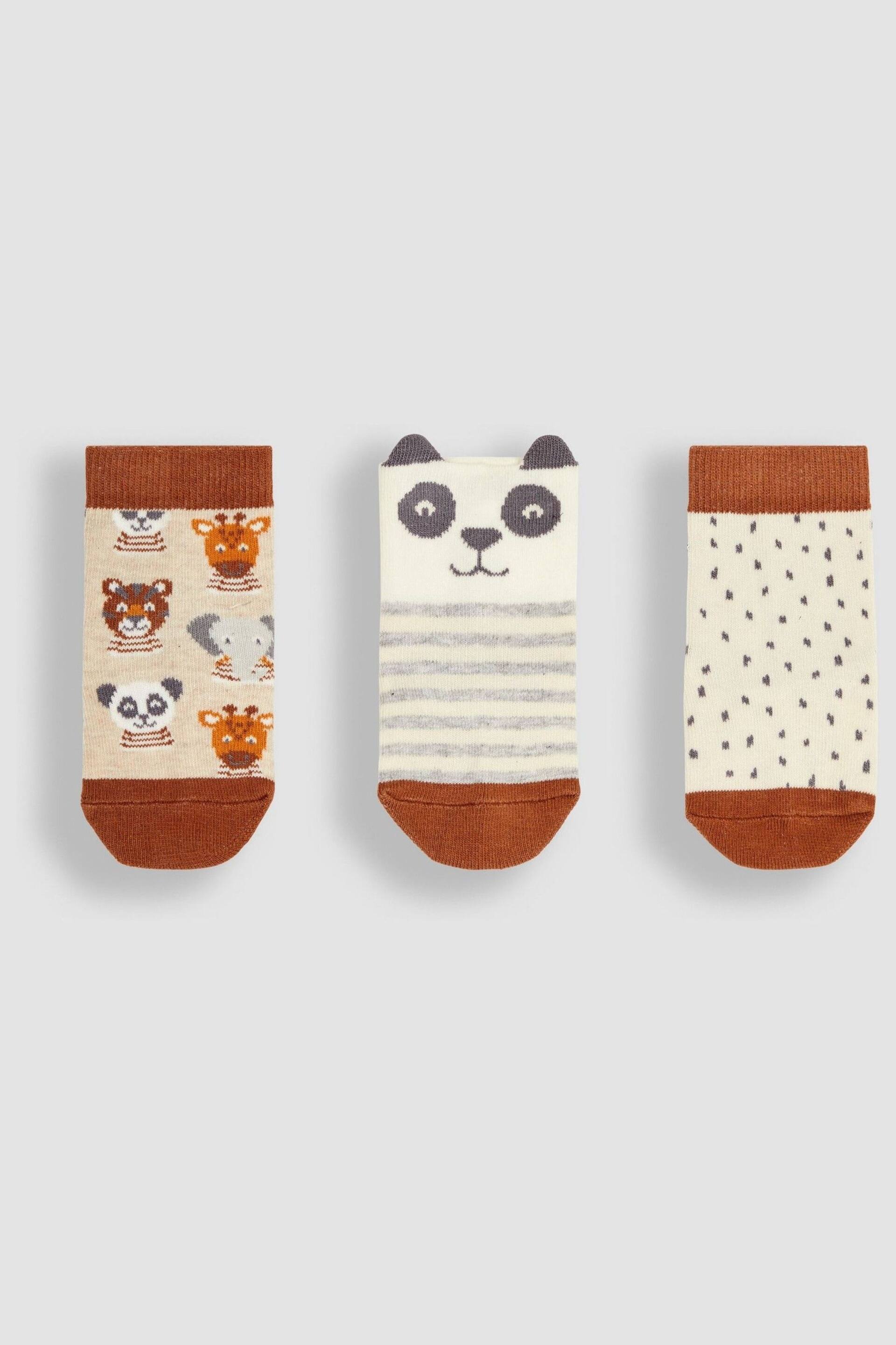 JoJo Maman Bébé Grey 3-Pack Safari Socks - Image 1 of 4