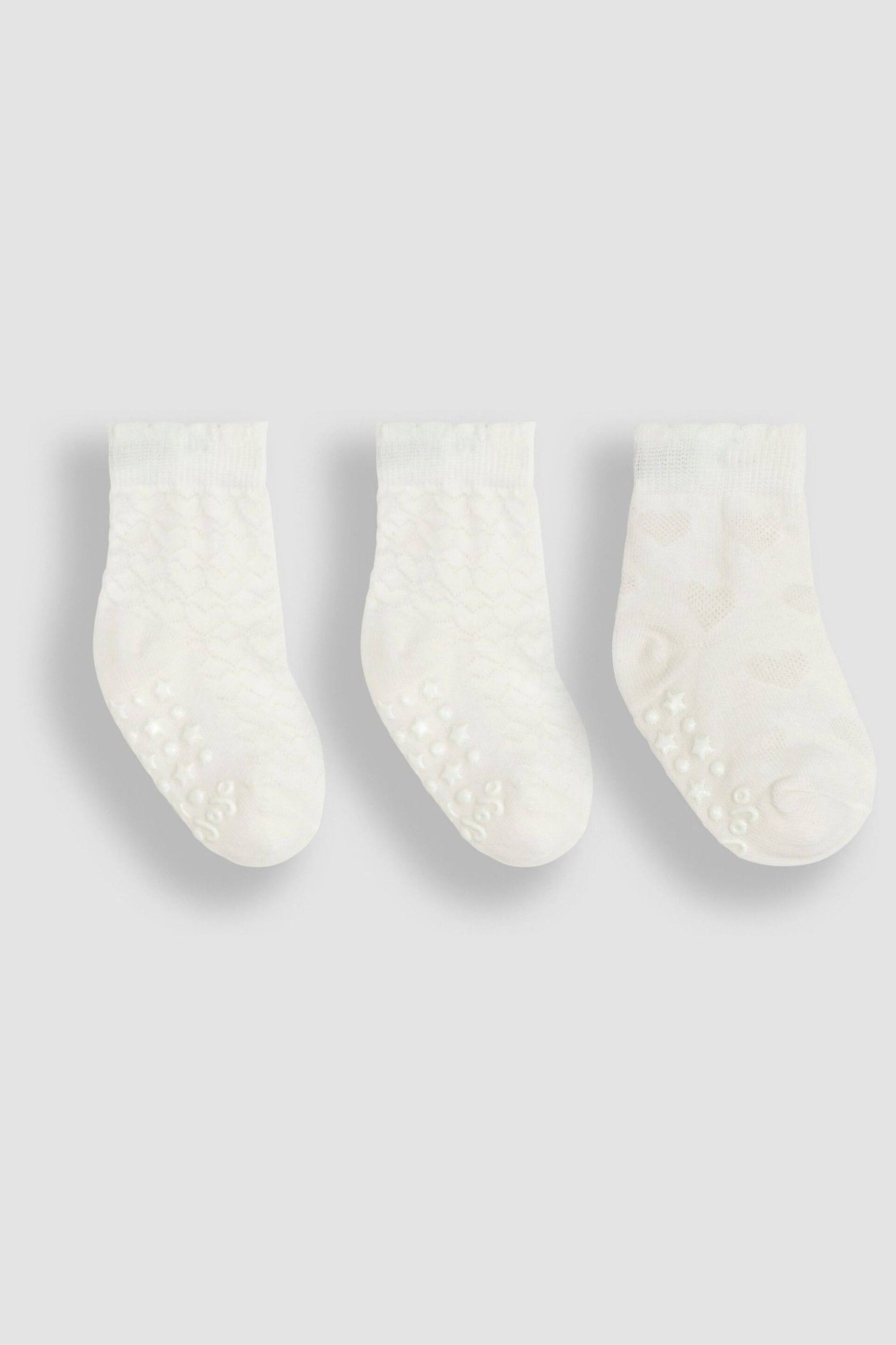 JoJo Maman Bébé Cream 3-Pack Heart Socks - Image 1 of 4