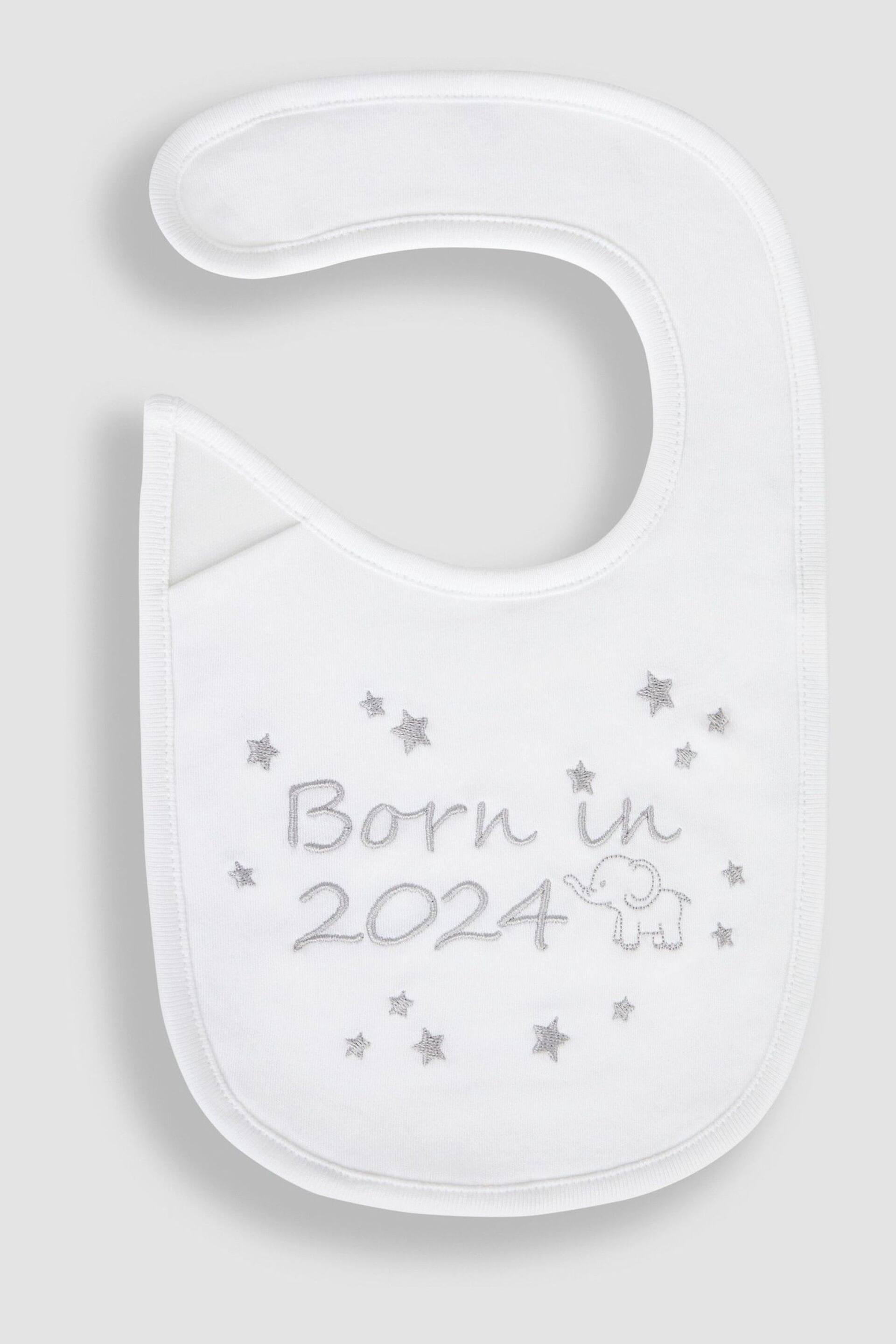 JoJo Maman Bébé White Born in 2024 Embroidered Bibs - Image 1 of 3