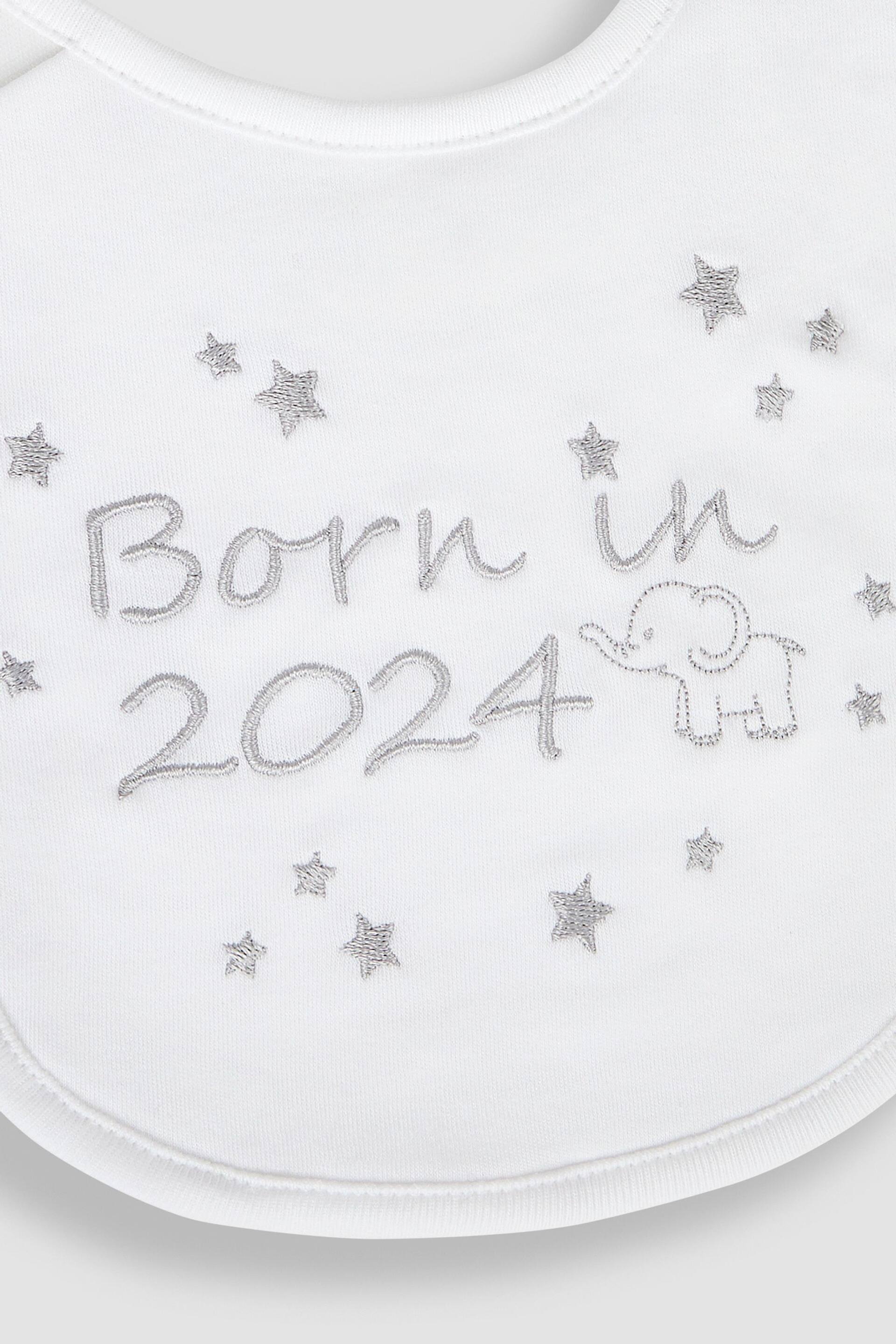 JoJo Maman Bébé White Born in 2024 Embroidered Bibs - Image 3 of 3