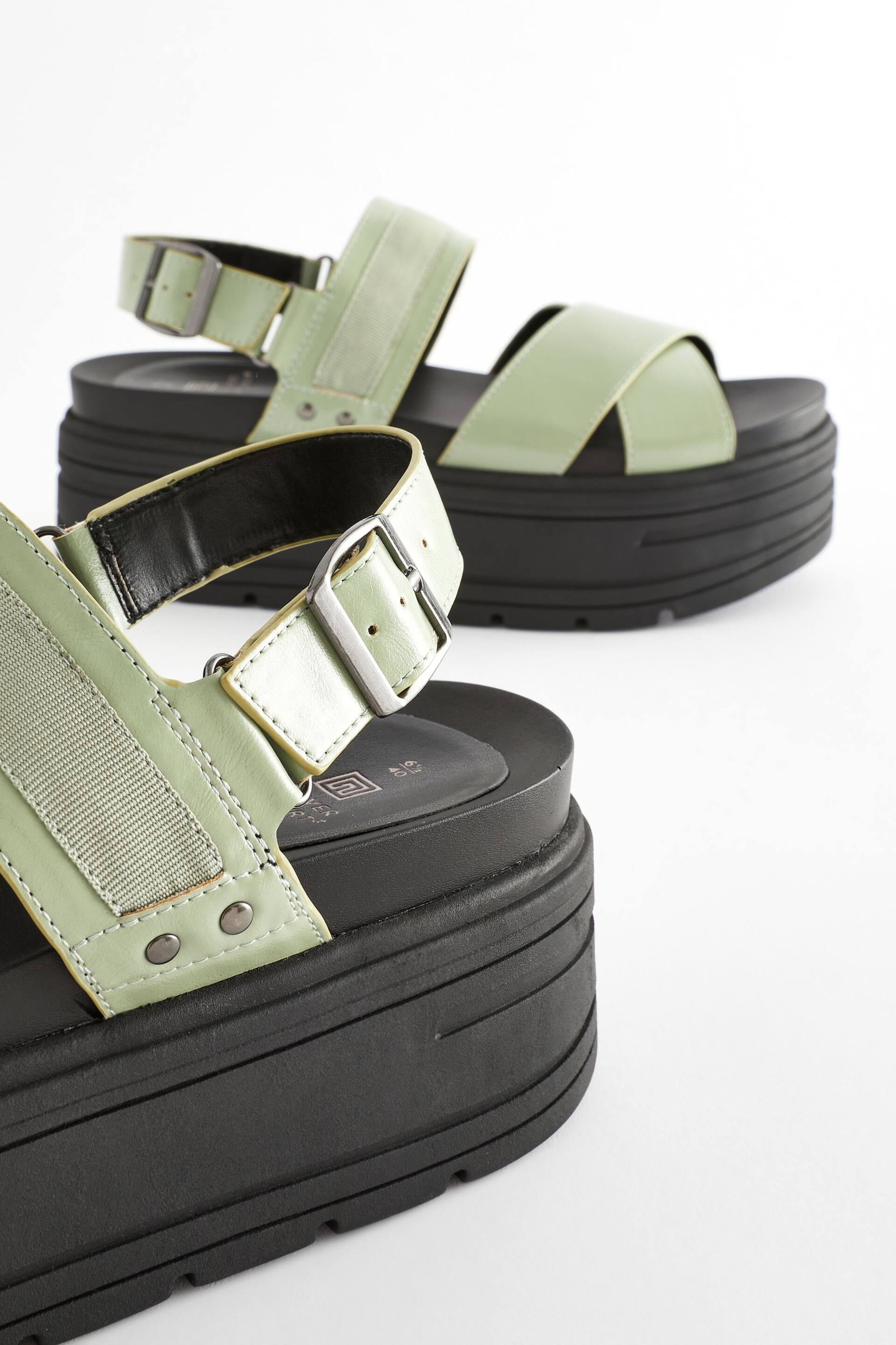 Sage Green Regular/Wide Fit Chunky Wedge Sandals - Image 4 of 5