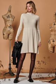 Jolie Moi Brown Long Sleeve Fit & Flare Knit Dress - Image 2 of 4