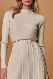 Jolie Moi Brown Long Sleeve Fit & Flare Knit Dress - Image 4 of 4