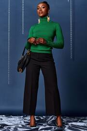 Jolie Moi Green Turtleneck Fine Knit Fitted Jumper - Image 2 of 5