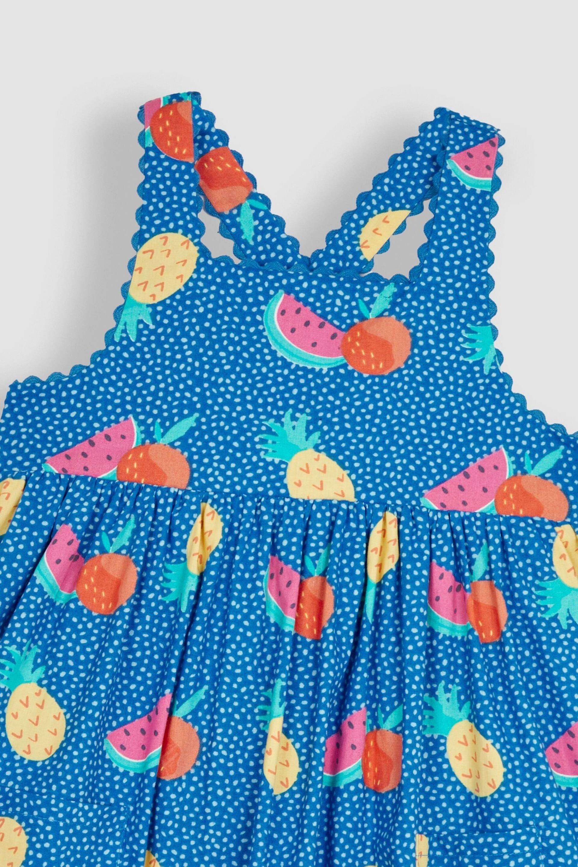 JoJo Maman Bébé Blue Bright Fruits Cross Back Dress - Image 3 of 3