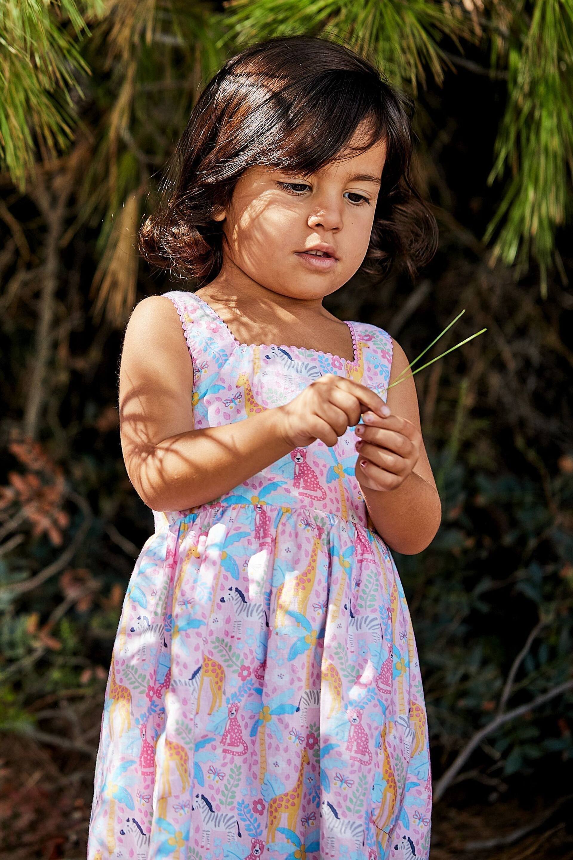 JoJo Maman Bébé Pink Safari Animals Cross Back Dress - Image 2 of 5