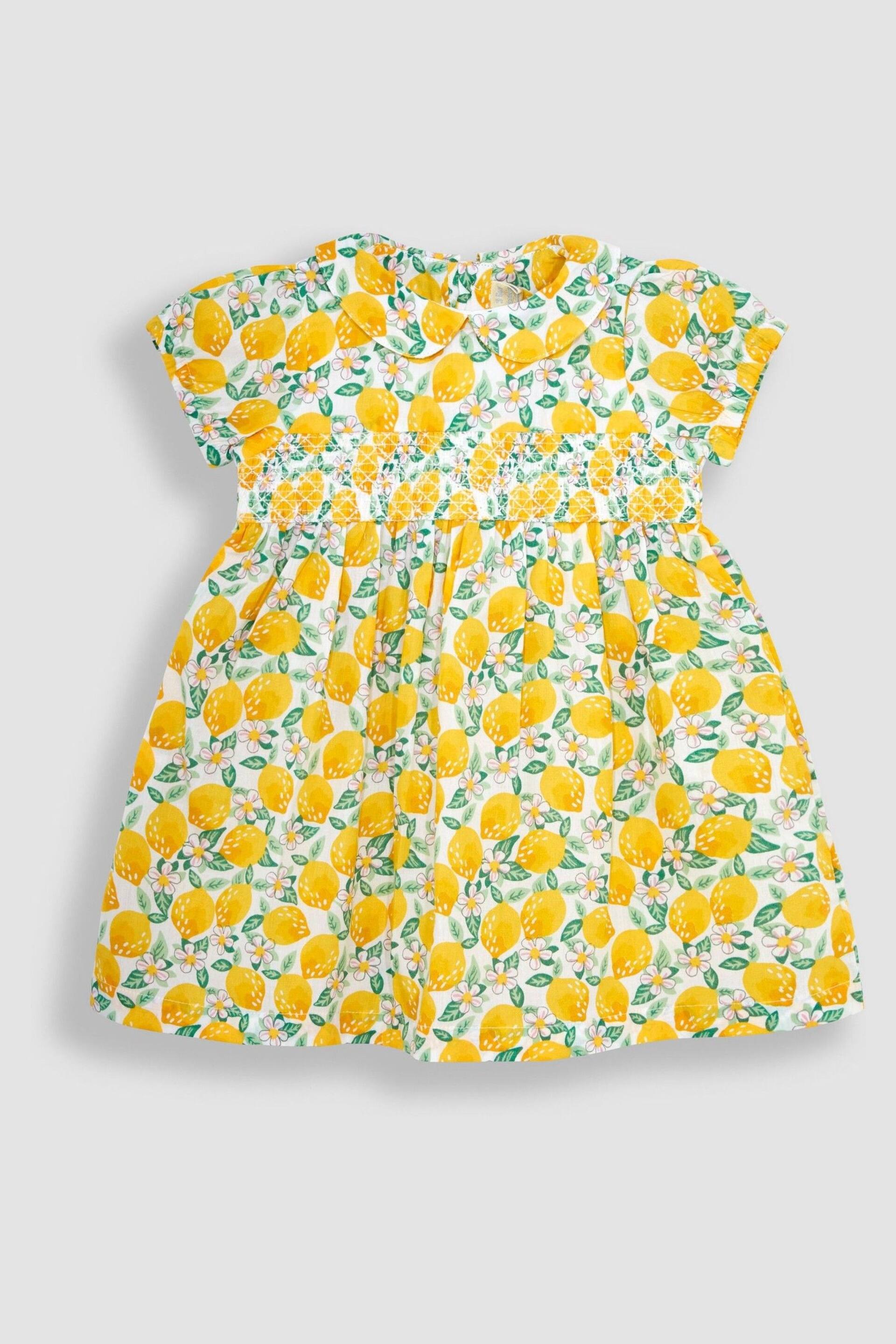 JoJo Maman Bébé White Lemon Bloom Smocked Dress - Image 2 of 4