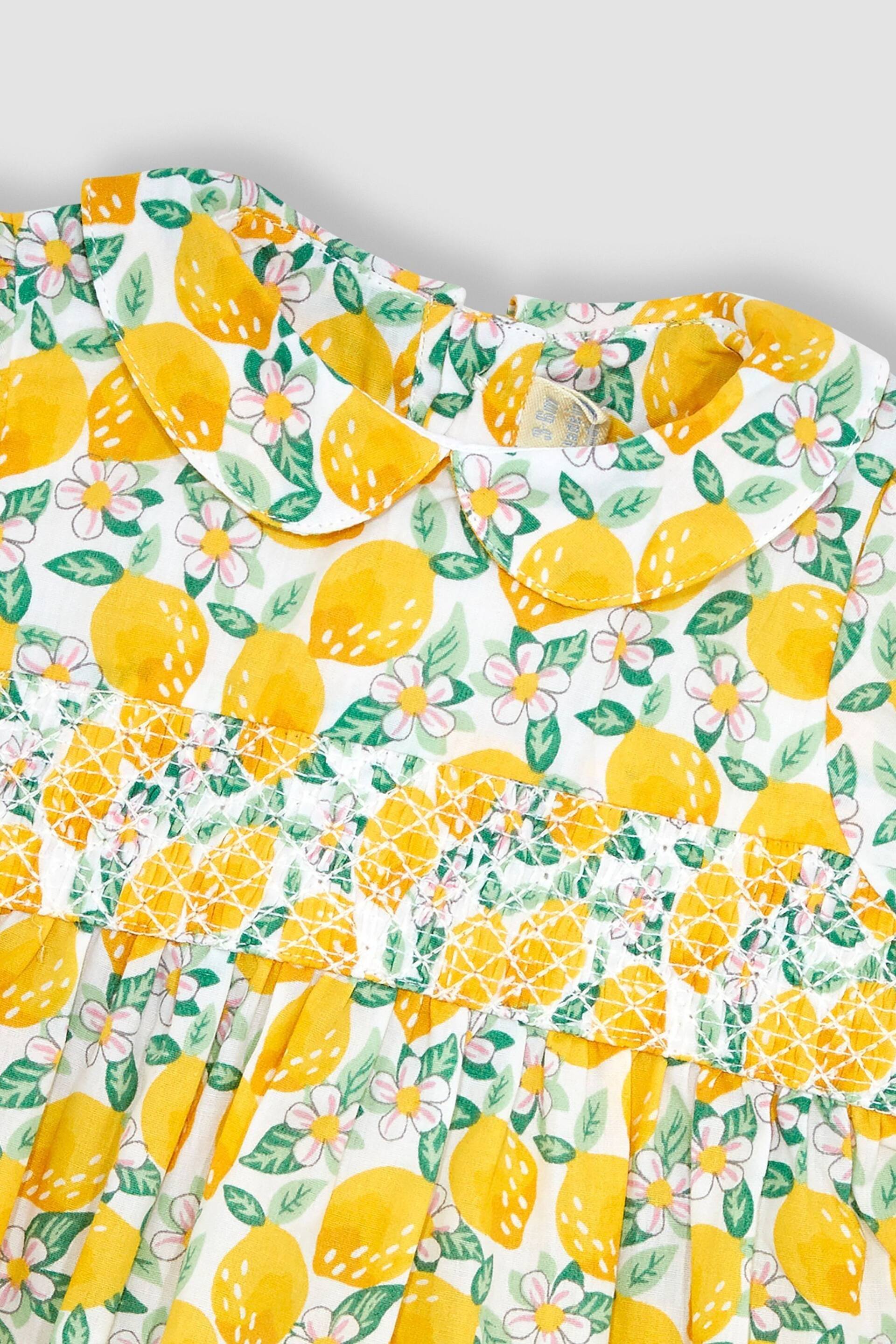 JoJo Maman Bébé White Lemon Bloom Smocked Dress - Image 4 of 4