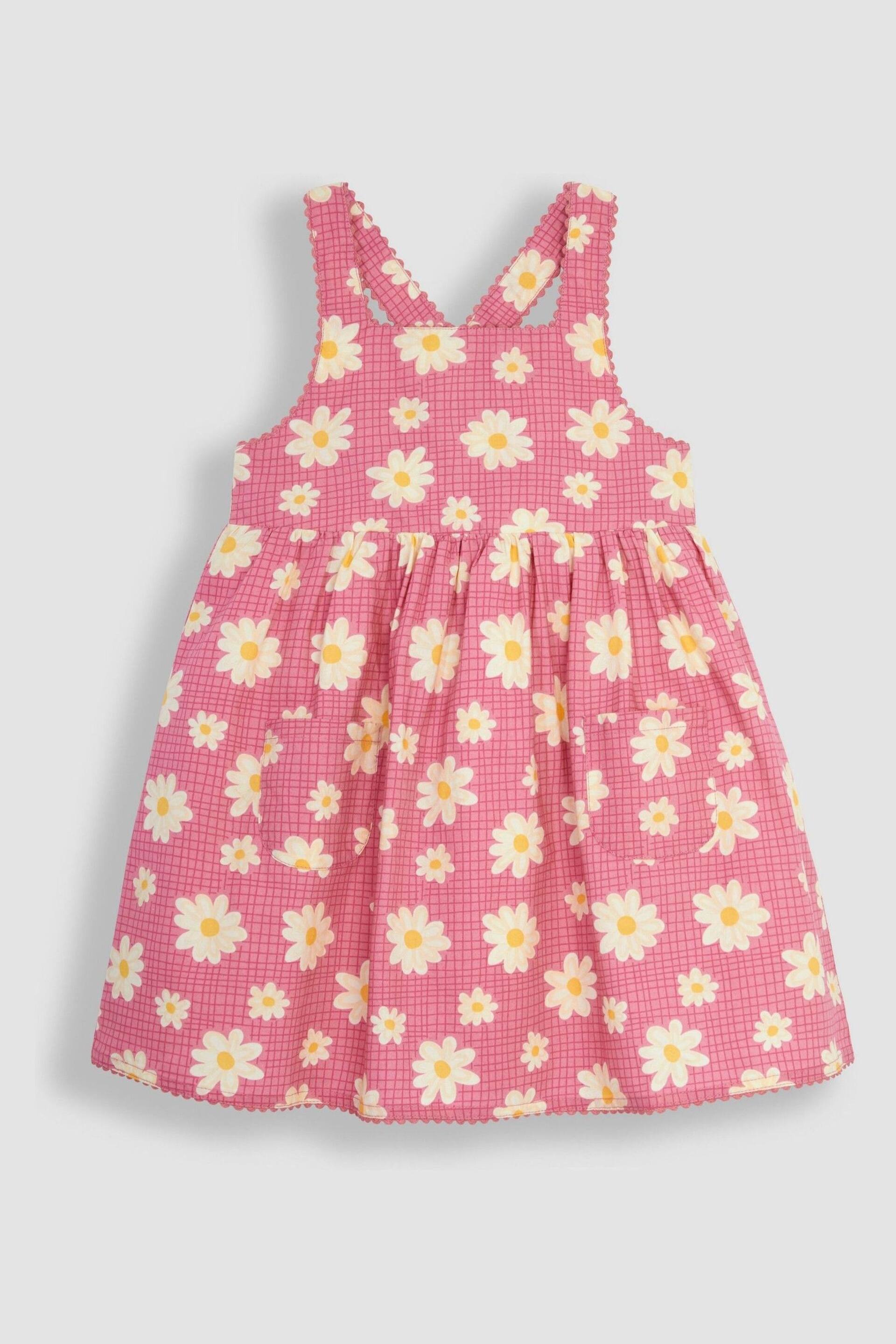 JoJo Maman Bébé Coral Pink Daisy Cross Back Dress - Image 1 of 3