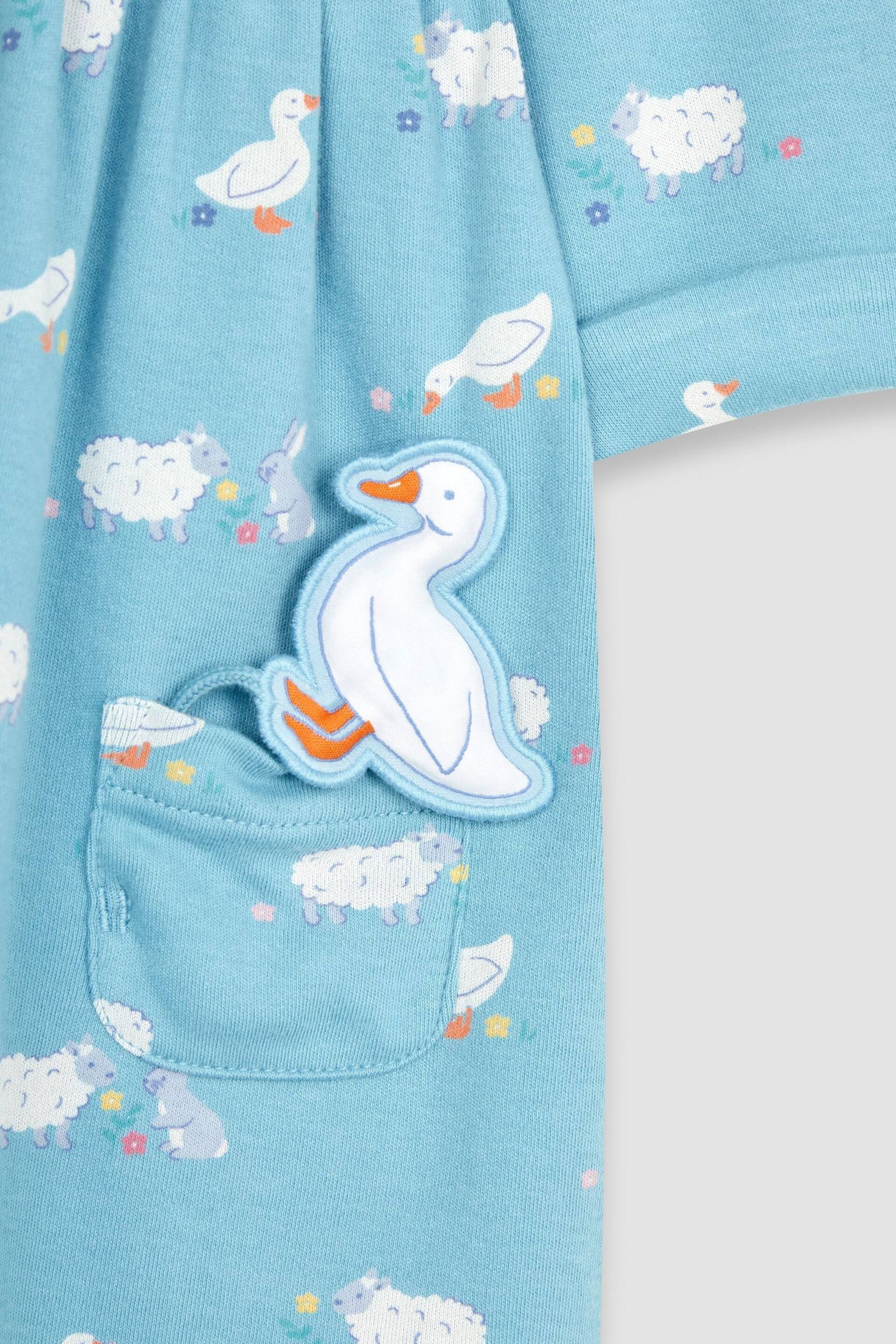 JoJo Maman Bébé Blue Duck & Friends Button Front Pet In Pocket Long Sleeve Jersey Dress - Image 3 of 3