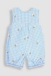 JoJo Maman Bébé Blue Bee Embroidered Gingham Dungarees - Image 2 of 3