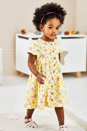 JoJo Maman Bébé Yellow Bunny & Duck Button Through Pet In Pocket Jersey Dress - Image 1 of 3