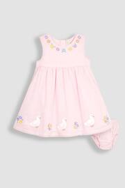 JoJo Maman Bébé Pink Duck Embroidered Baby Dress - Image 1 of 4