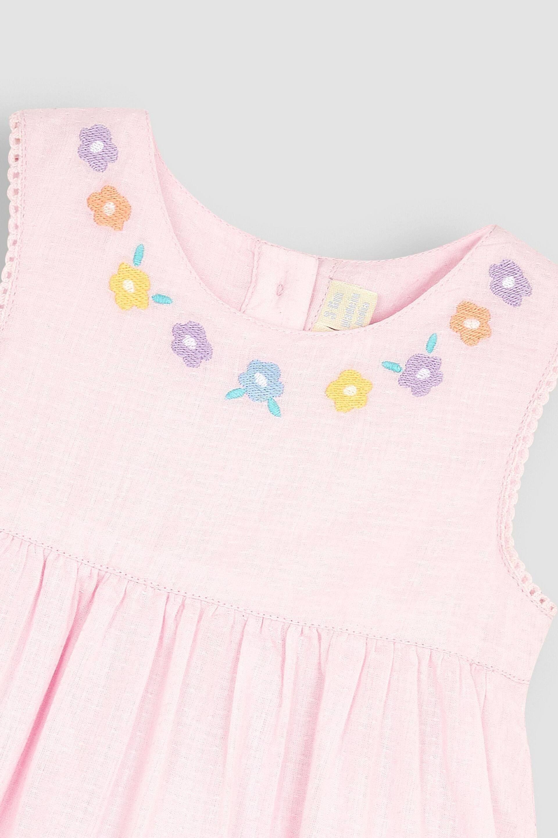 JoJo Maman Bébé Pink Duck Embroidered Baby Dress - Image 4 of 4