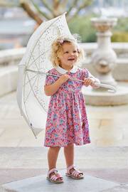 JoJo Maman Bébé Pink Strawberry Garden Floral Peter Pan Pet In Pocket Jersey Dress - Image 2 of 7