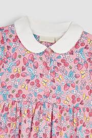 JoJo Maman Bébé Pink Strawberry Garden Floral Peter Pan Pet In Pocket Jersey Dress - Image 7 of 7