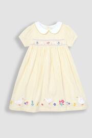 JoJo Maman Bébé Yellow Duck Embroidered Smocked Dress - Image 4 of 7