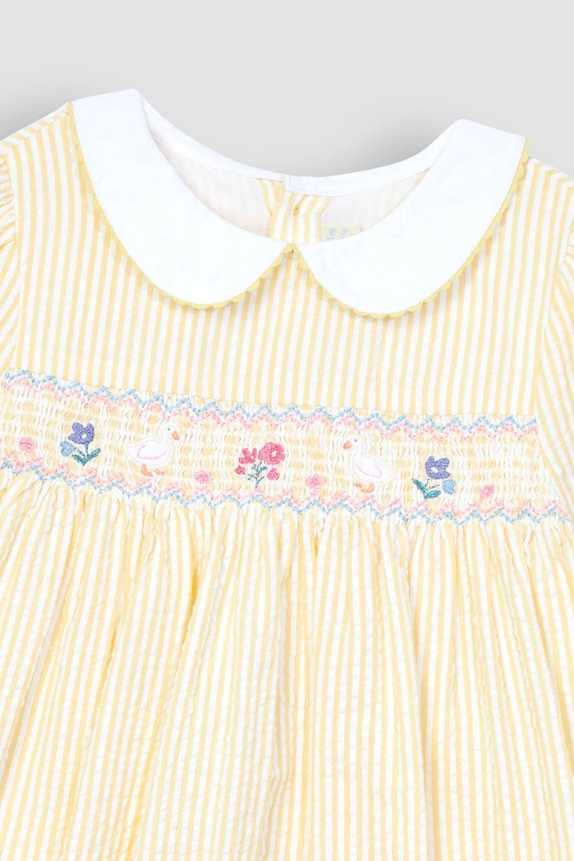 JoJo Maman Bébé Yellow Duck Embroidered Smocked Dress - Image 7 of 7
