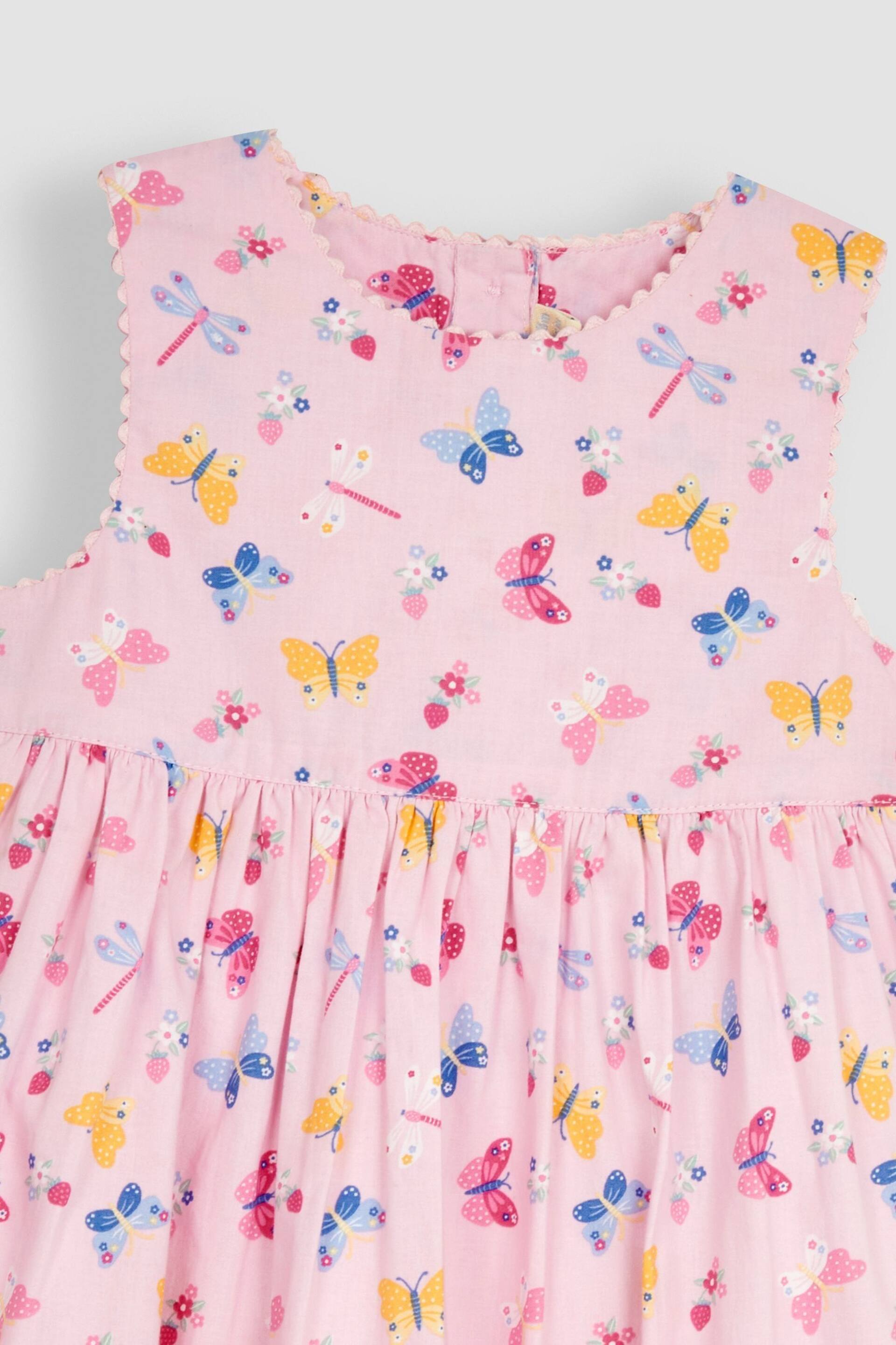 JoJo Maman Bébé Pink Butterfly & Dragonfly Floral Summer Dress - Image 2 of 3