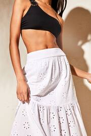 Lipsy White Broderie Petite Tiered Maxi Skirt - Image 3 of 4