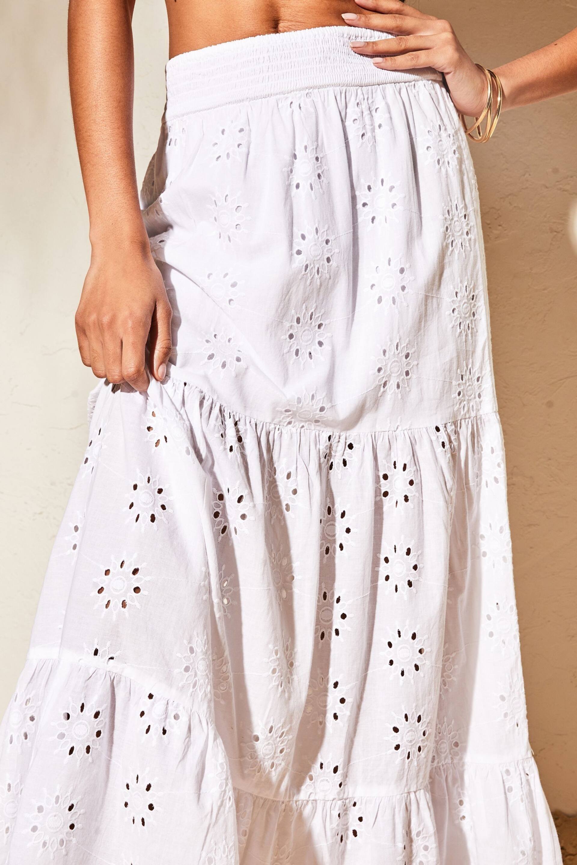 Lipsy White Broderie Petite Tiered Maxi Skirt - Image 4 of 4