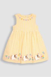 JoJo Maman Bébé Yellow Guinea Pig Appliqué Gingham Summer Dress - Image 1 of 3