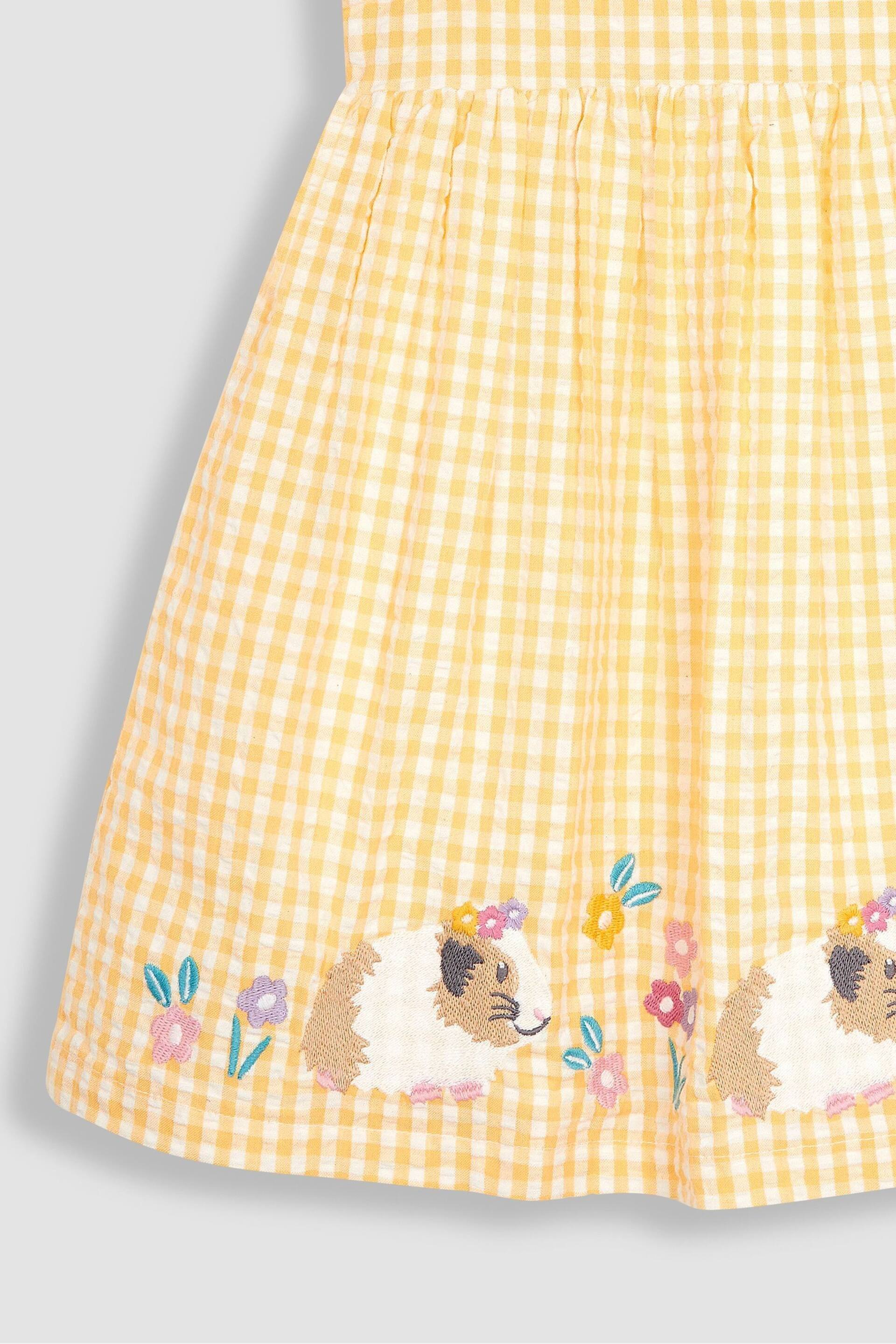 JoJo Maman Bébé Yellow Guinea Pig Appliqué Gingham Summer Dress - Image 3 of 3