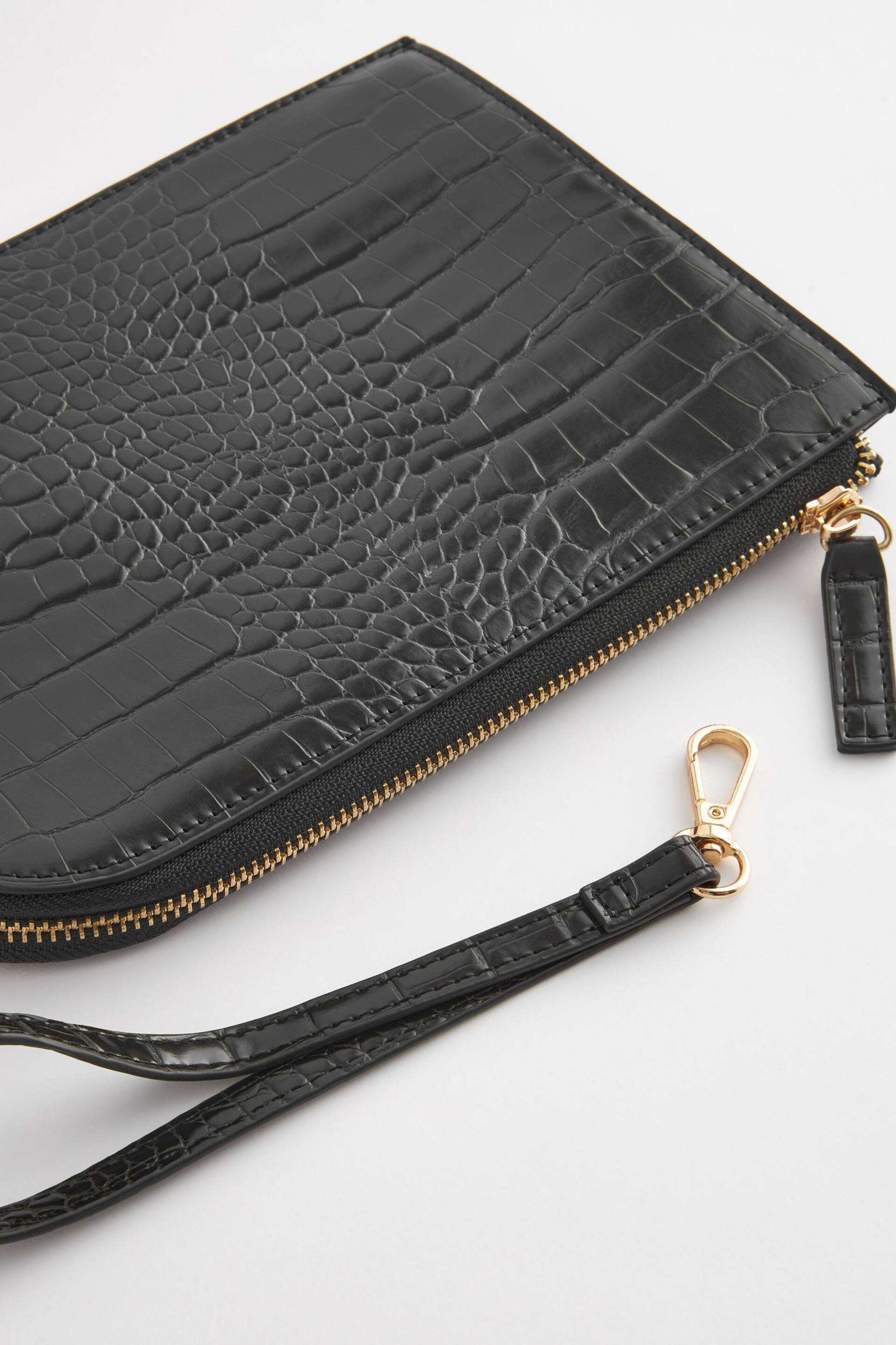 Black Croc Effect Pouch - Image 3 of 5