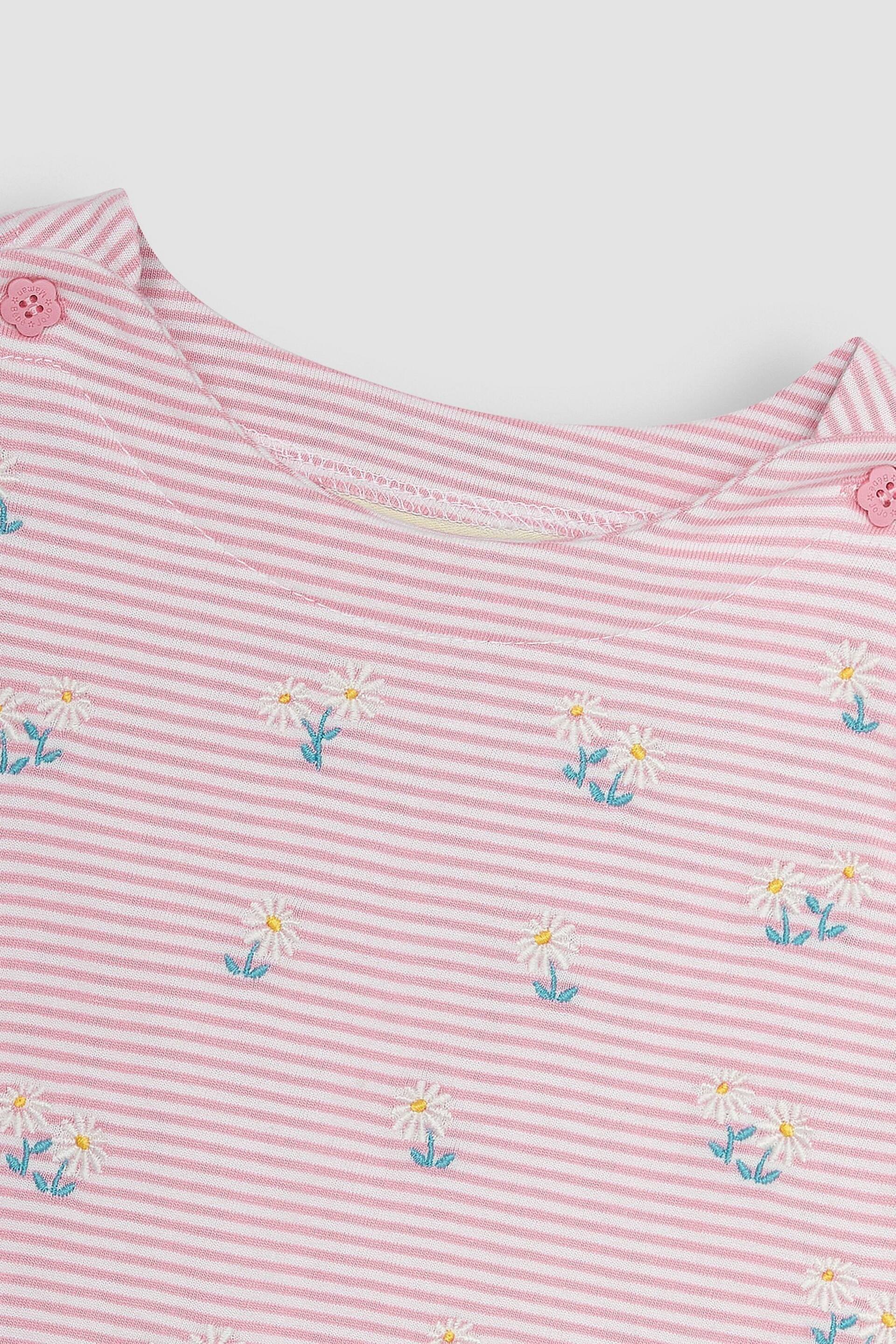 JoJo Maman Bébé Pink Daisy Embroidered T-Shirt - Image 2 of 3