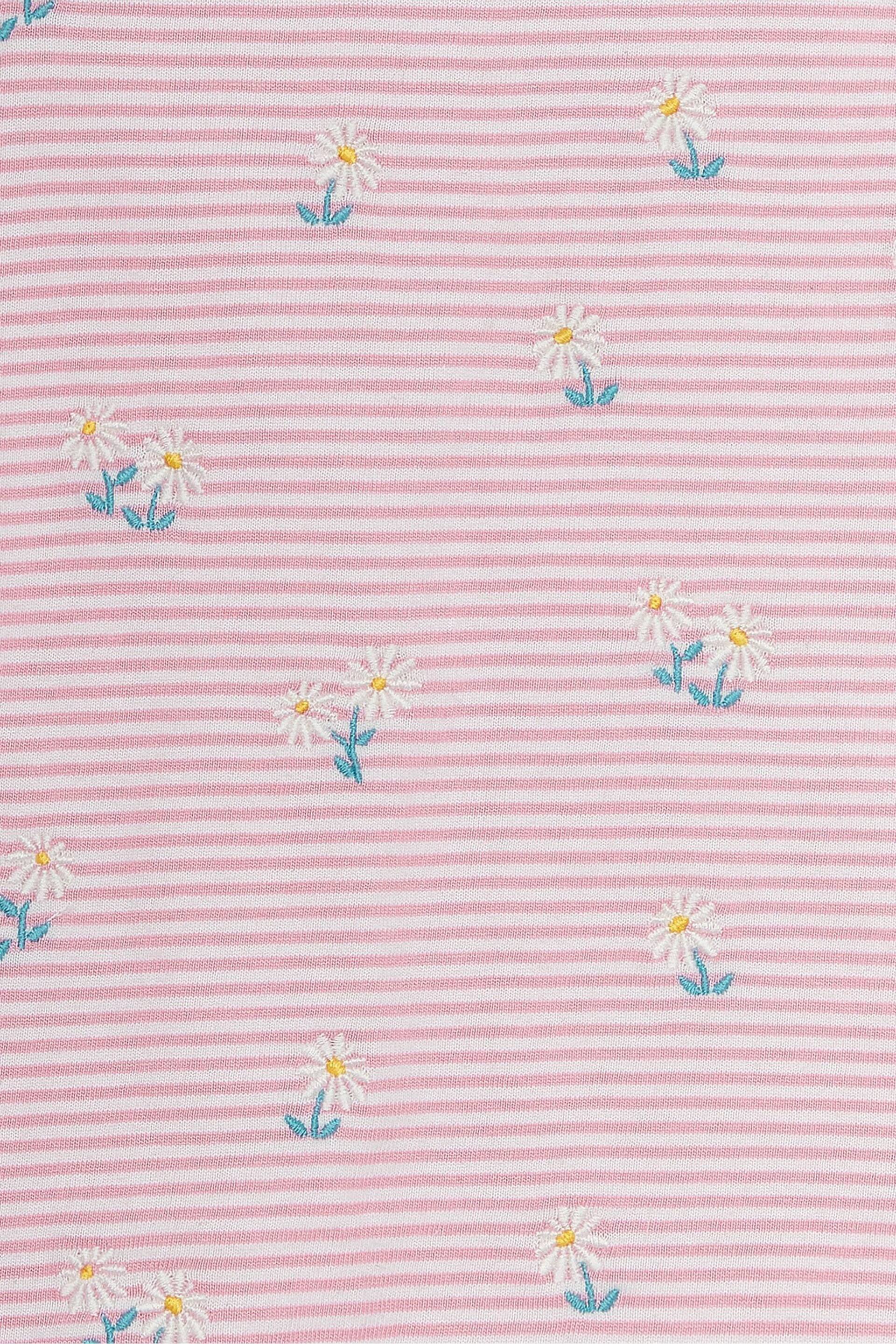 JoJo Maman Bébé Pink Daisy Embroidered T-Shirt - Image 3 of 3