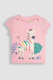 JoJo Maman Bébé Rose Pink Zebra Appliqué T-Shirt - Image 2 of 4