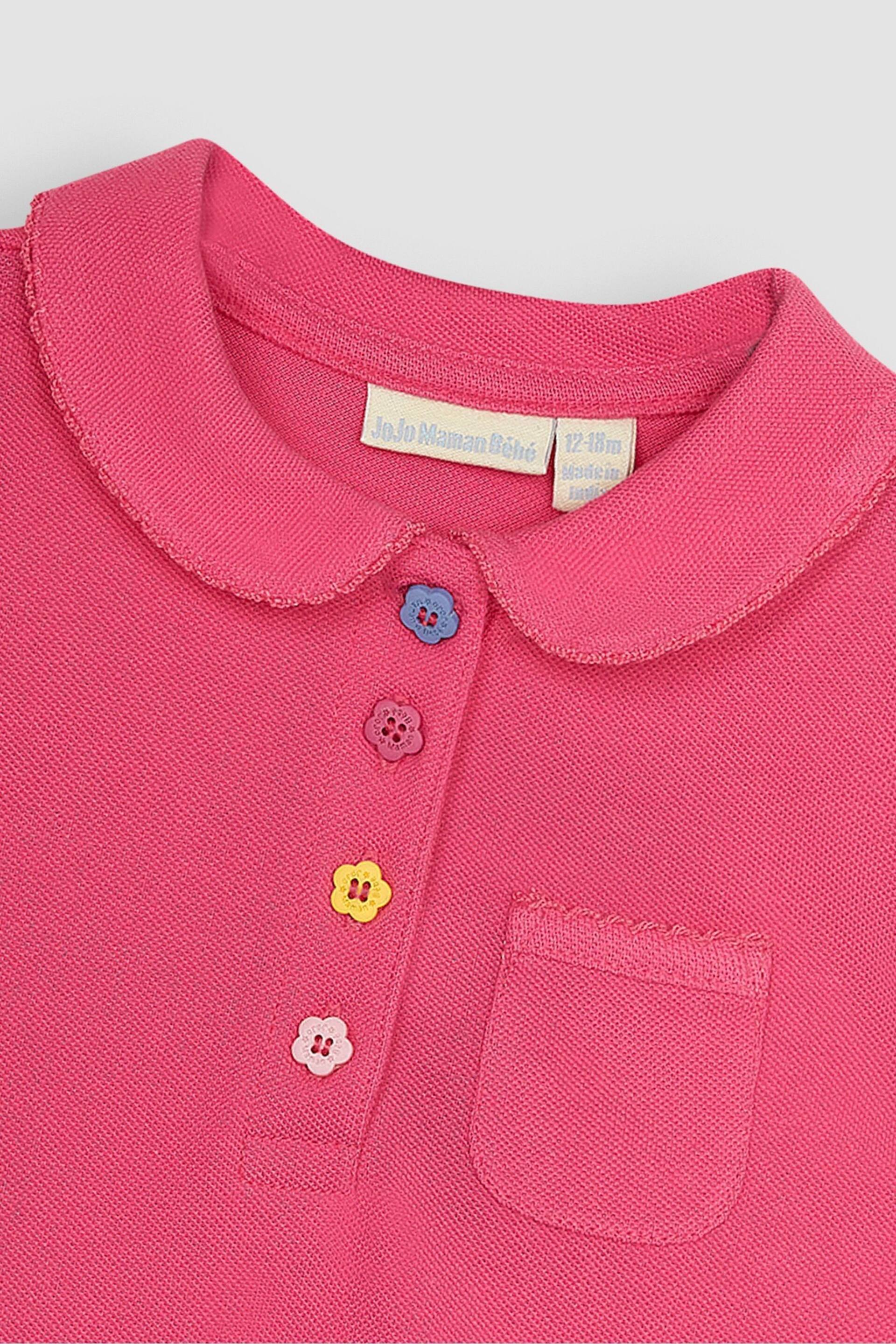 JoJo Maman Bébé Fuchsia Pink Pretty Polo Shirt - Image 2 of 3