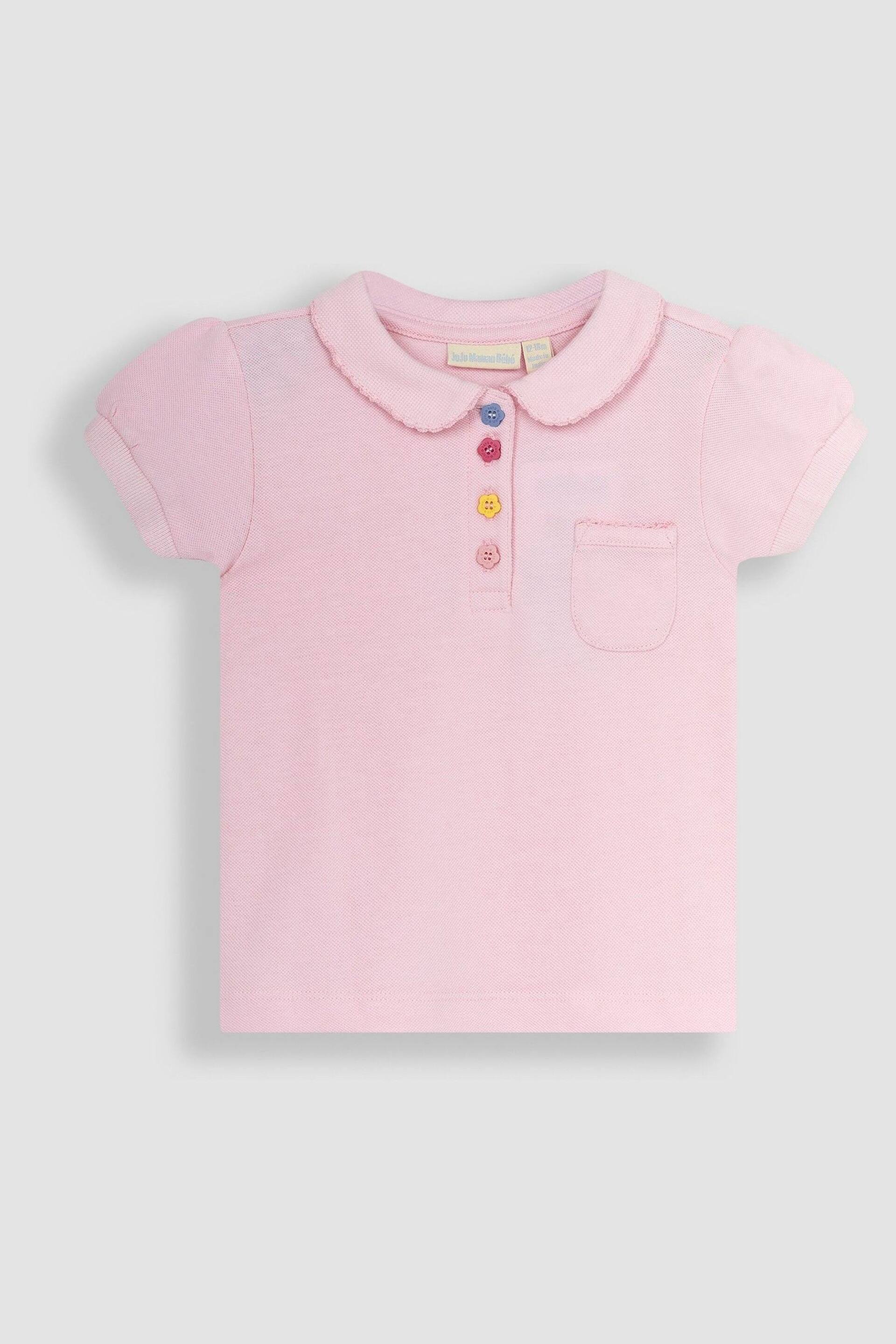 JoJo Maman Bébé Pink Pretty Polo Shirt - Image 1 of 3