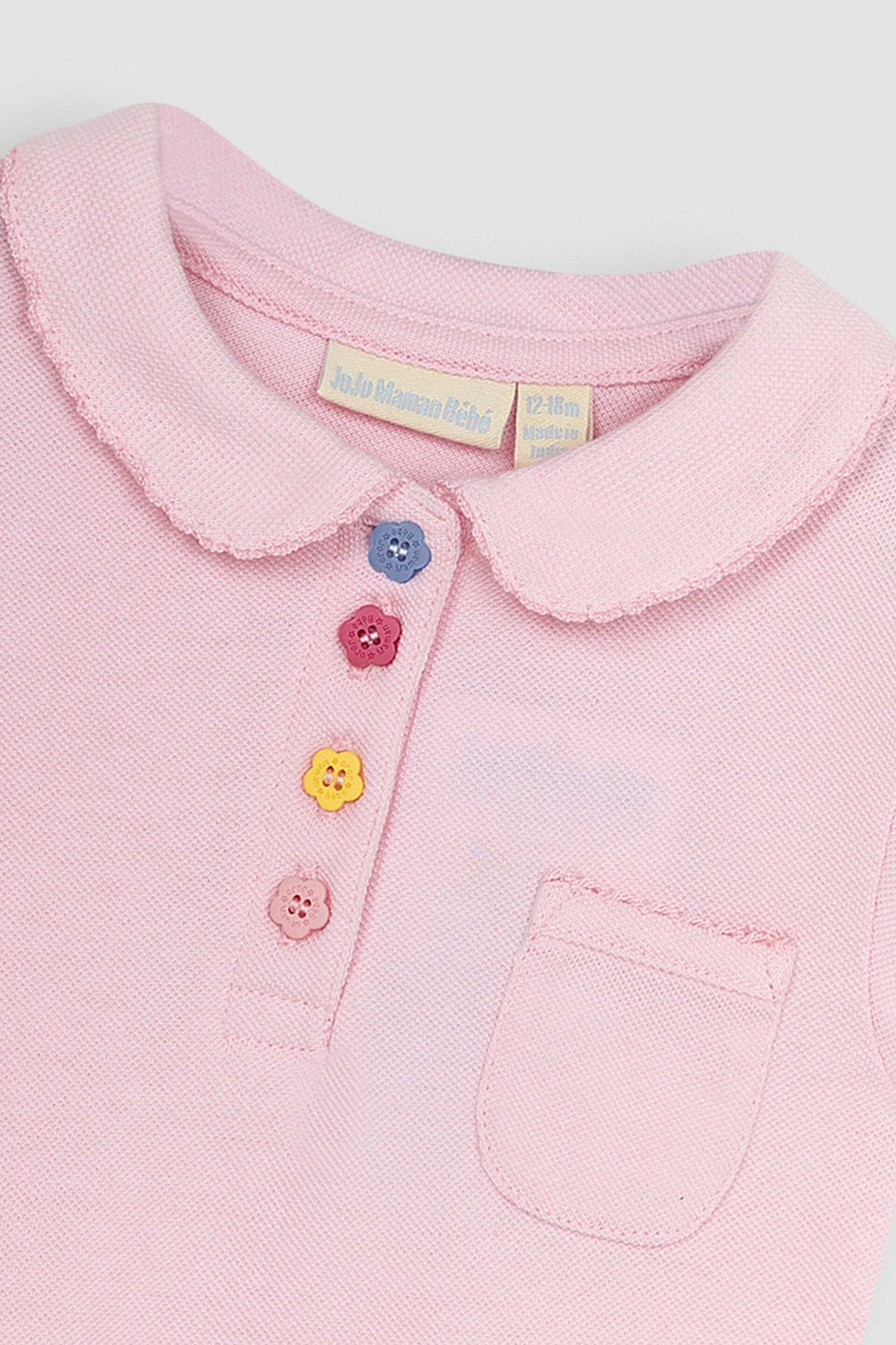 JoJo Maman Bébé Pink Pretty Polo Shirt - Image 2 of 3
