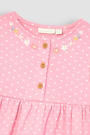 JoJo Maman Bébé Pink Lion & Tiger Spot Appliqué Button Front Jersey Dress - Image 2 of 3