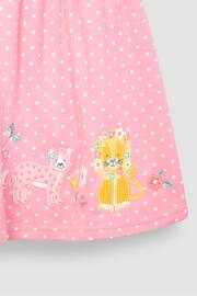 JoJo Maman Bébé Pink Lion & Tiger Spot Appliqué Button Front Jersey Dress - Image 3 of 3