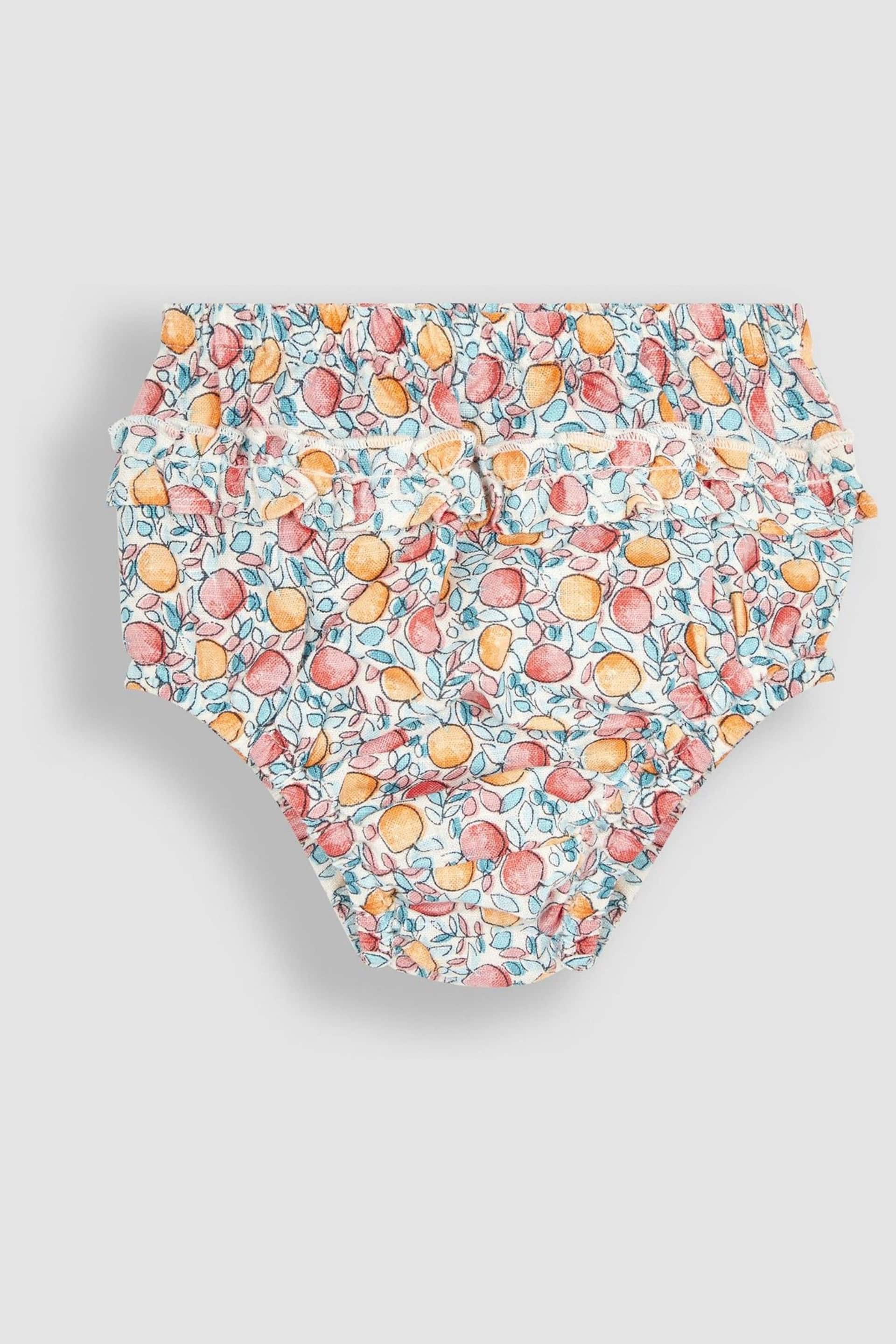 JoJo Maman Bébé Cream Apple & Peach Cotton Linen Smocked Baby Dress With Knickers - Image 3 of 4
