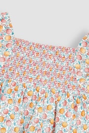 JoJo Maman Bébé Cream Apple & Peach Cotton Linen Smocked Baby Dress With Knickers - Image 4 of 4