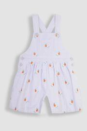 JoJo Maman Bébé Lilac Orange & Daisy Embroidered Culotte Dungarees - Image 1 of 2