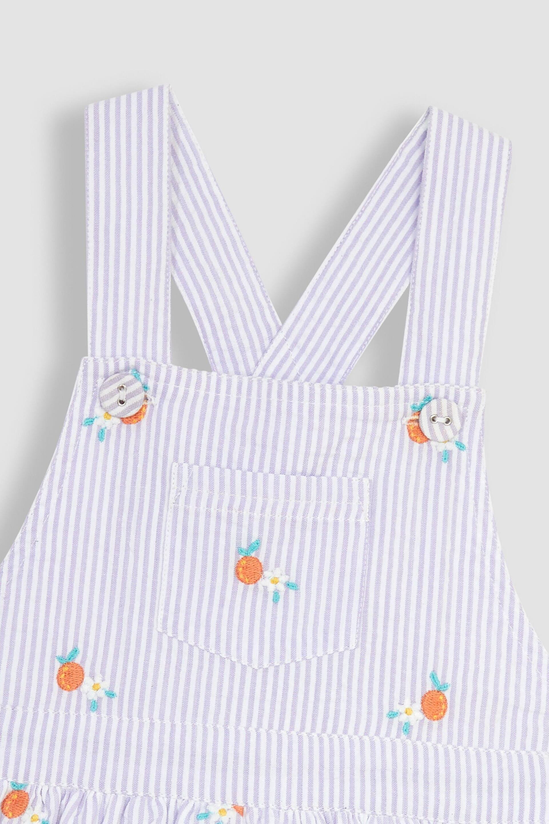 JoJo Maman Bébé Lilac Orange & Daisy Embroidered Culotte Dungarees - Image 2 of 2