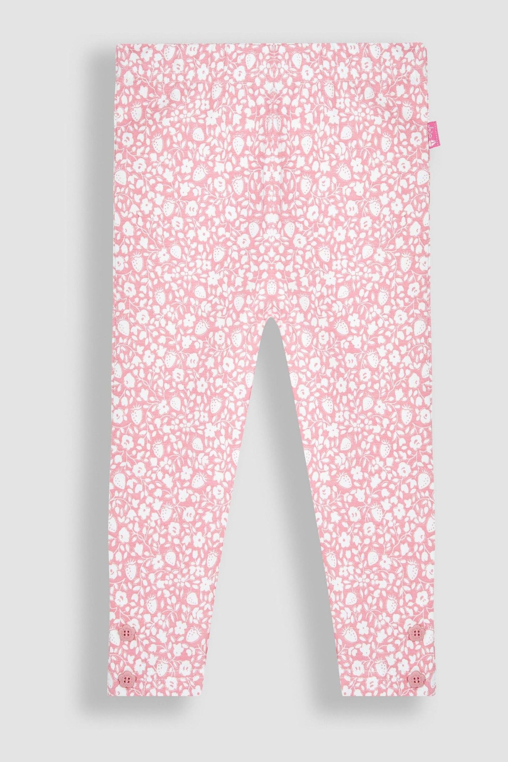 JoJo Maman Bébé Coral Strawberry Ditsy Floral & Pink 2-Pack Leggings - Image 2 of 6