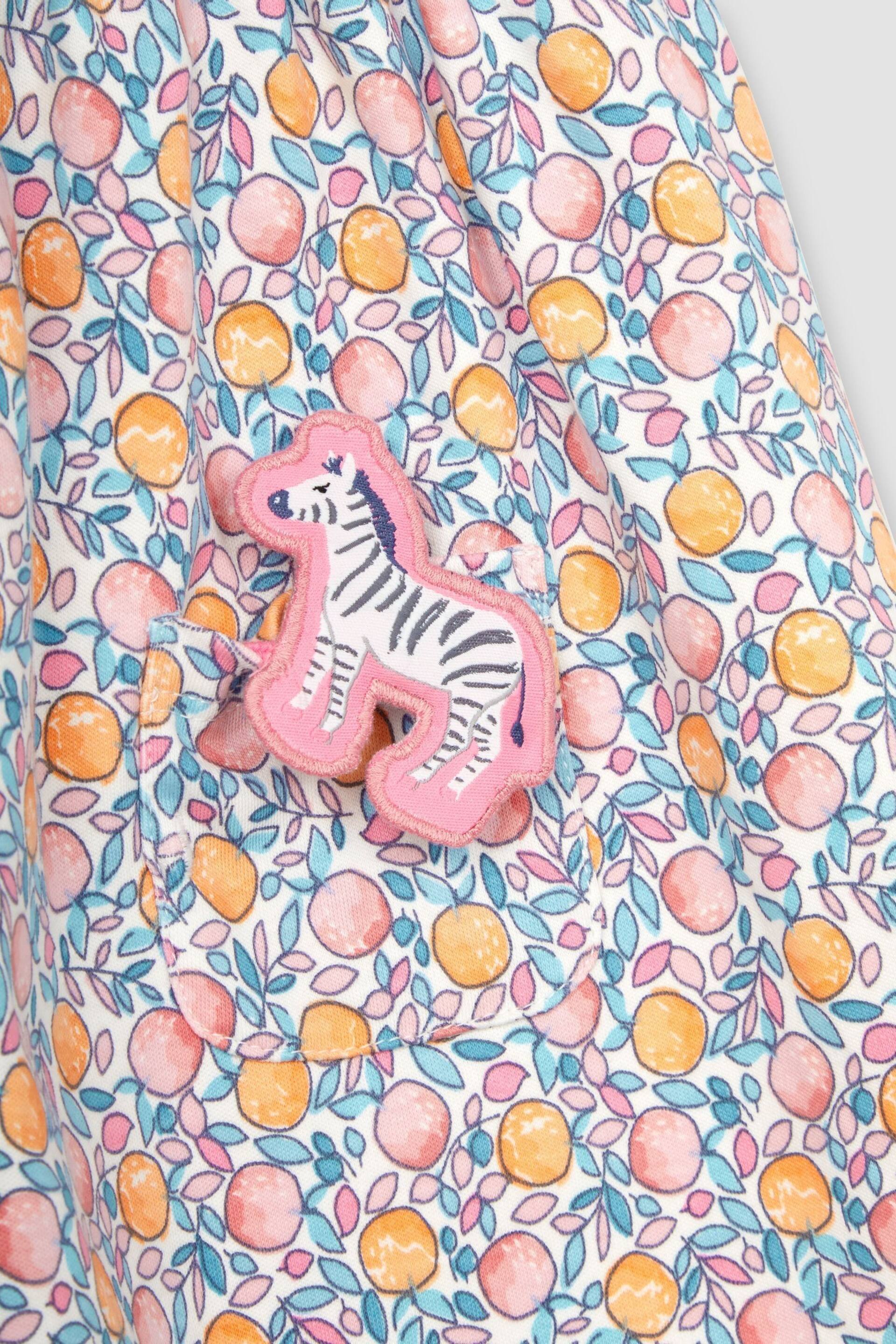 JoJo Maman Bébé Pink Apple & Peach Floral Peter Pan Pet In Pocket Jersey Dress - Image 4 of 4