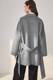 Grey Handsewn Wool Blend Belted Coat - Image 4 of 9