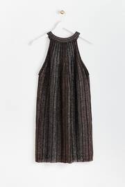 Oliver Bonas Black Sparkle Stripe Copper Halter Neck Shift Dress - Image 5 of 8