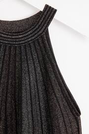 Oliver Bonas Black Sparkle Stripe Copper Halter Neck Shift Dress - Image 7 of 8